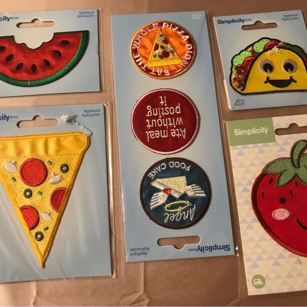 Lot food iron on patches pizza taco hat tote shirt applique new